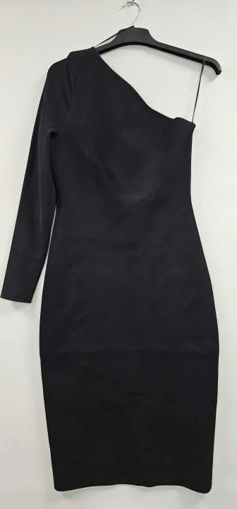 Victoria Beckham - Black Vb Body One Shoulder Midi Dress - Black Size: Uk16