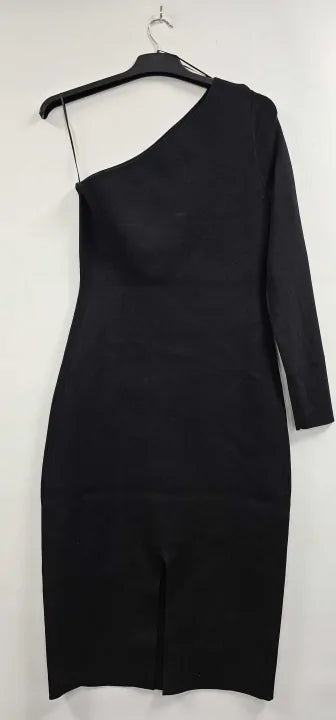 Victoria Beckham - Black Vb Body One Shoulder Midi Dress - Black Size: Uk16