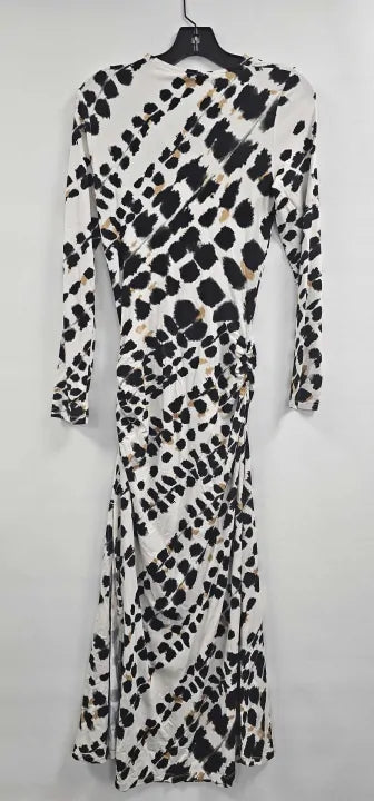 Reiss - White/black Printed Twist Vanita Midi Dress - Black Size: S