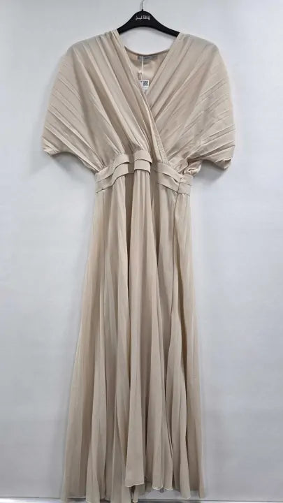 Mango - Ecru Drop Shoulder A-line Dress Size: M