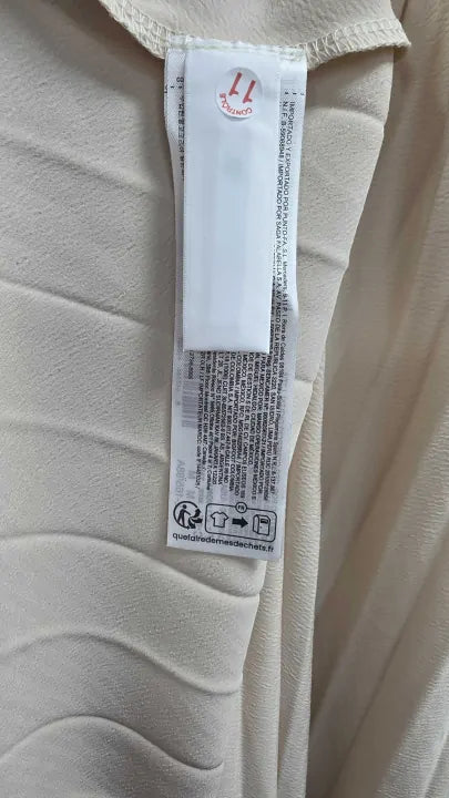 Mango - Ecru Drop Shoulder A-line Dress Size: M