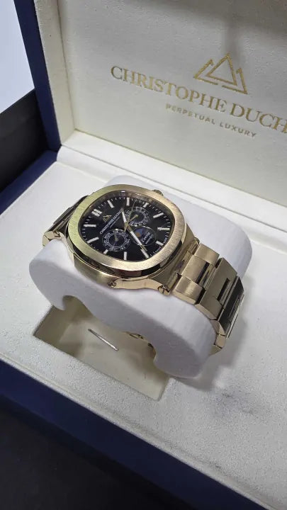 Christophe-duchamp - Men's Gold/black L'envie Moonphase Watch 46Mm - Gold Size: 46Mm