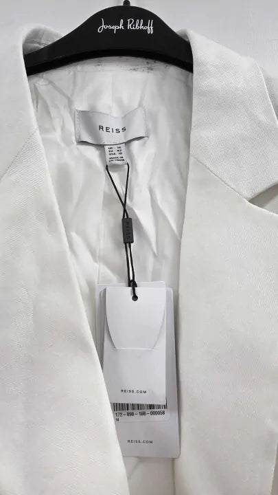 Reiss - Cream Double Breasted Blazer - White Size: Uk 14