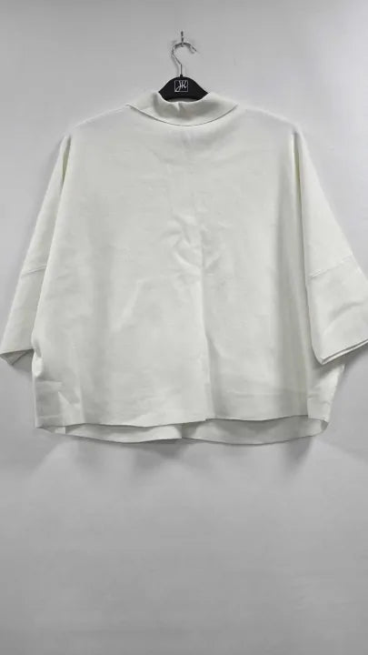 Joseph Ribkoff - White Boxy Polo Pullover - White Size: L