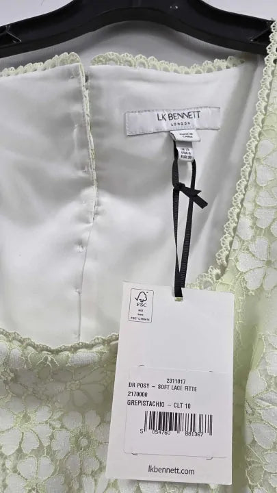 L K Bennett - Light Green Posy Dress - Green Size: Uk 10