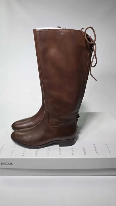 Geox - Brown Leather Felicity High Knee Boot - Brown Size: Uk 7.5