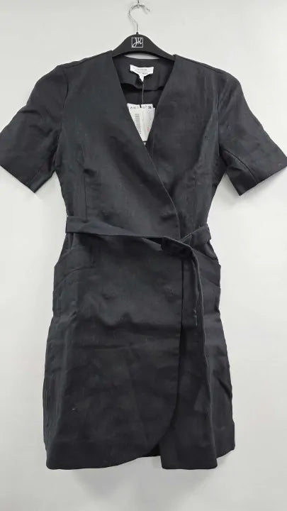 & Other Stories - Black Wrap Belted Mini Dress - Black Size: Uk 8