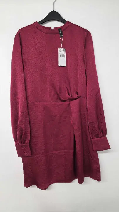 Mango Ruby Satin High Neck Mini Dress Size: L