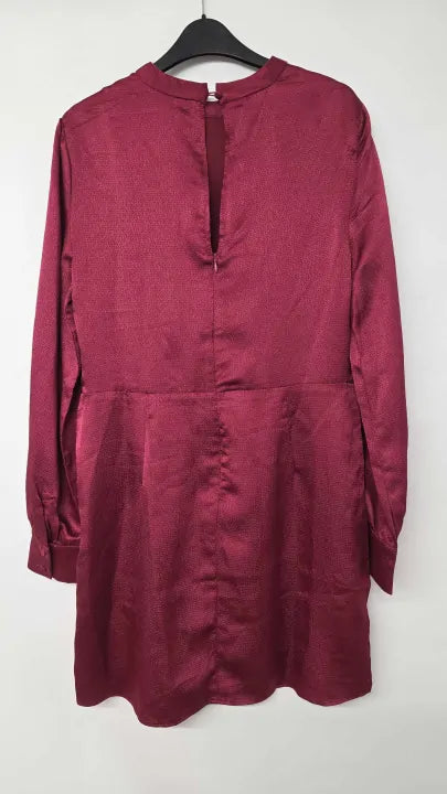 Mango Ruby Satin High Neck Mini Dress Size: L