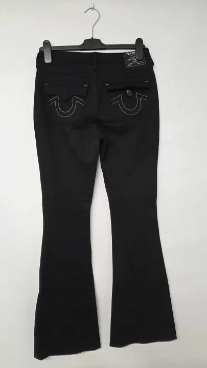 True Religion Black Ponte Curvy Joey Mr Flare Trousers Size: 29