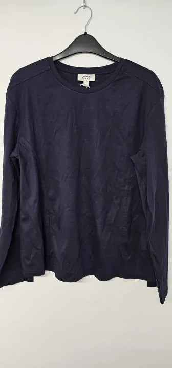 Cos - Blue Celsia Long Sleeve Cotton Top - Blue Size: S