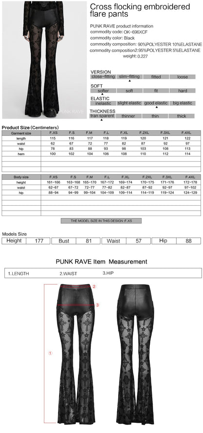 Punk Rave Seraphina Cross Flocking Flare Pants