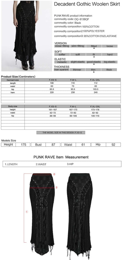 Punk Rave Anastasia Gothalyptic Knitted Fishtail Skirt with Lace Up Features