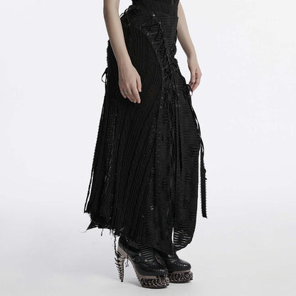 Punk Rave Anastasia Gothalyptic Knitted Fishtail Skirt with Lace Up Features