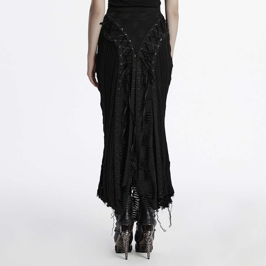 Punk Rave Anastasia Gothalyptic Knitted Fishtail Skirt with Lace Up Features