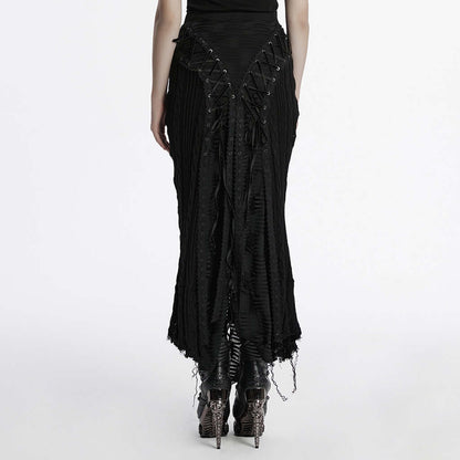 Punk Rave Anastasia Gothalyptic Knitted Fishtail Skirt with Lace Up Features