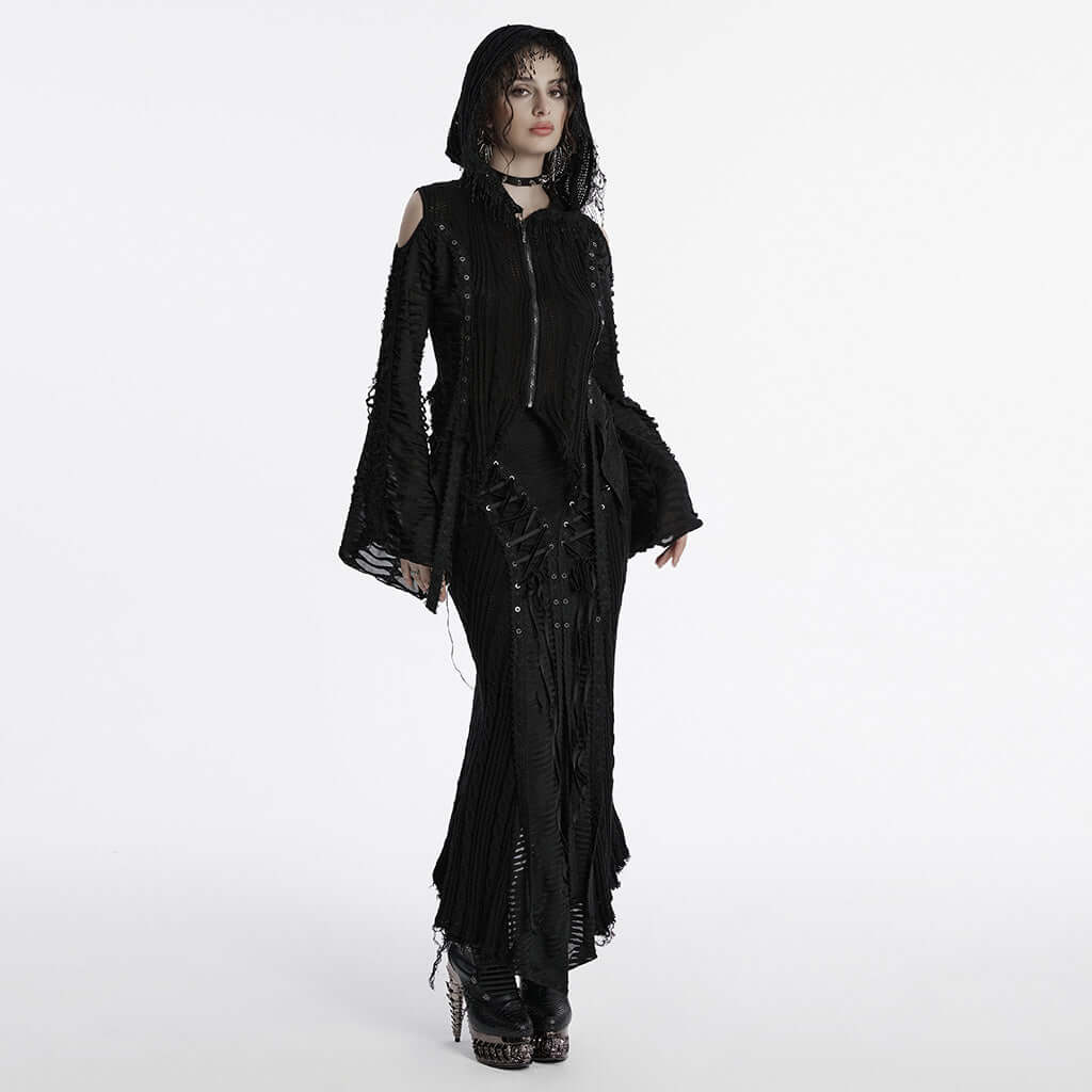 Punk Rave Anastasia Gothalyptic Knitted Fishtail Skirt with Lace Up Features