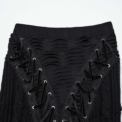 Punk Rave Anastasia Gothalyptic Knitted Fishtail Skirt with Lace Up Features