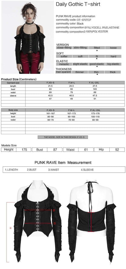 Punk Rave Clarabelle Wenchy Halterneck Distressed Look Top