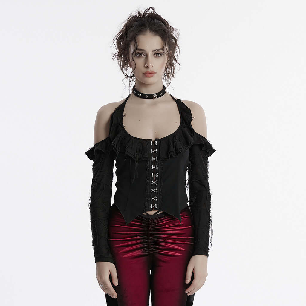 Punk Rave Clarabelle Wenchy Halterneck Distressed Look Top