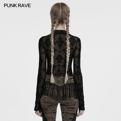 Punk Rave Ravena Cross Flocking Mesh Top