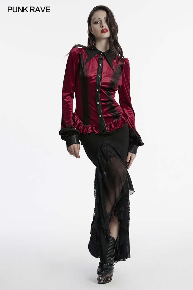 Punk Rave Fawn Gradient Printed Shirt in Red