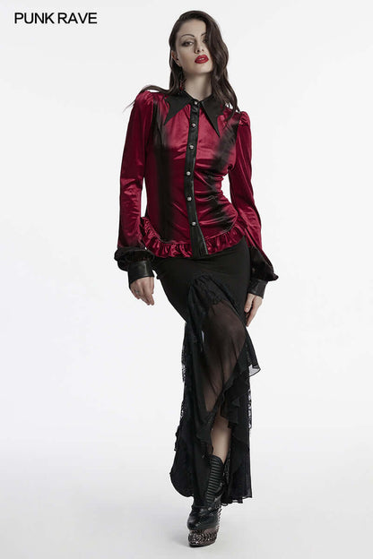 Punk Rave Fawn Gradient Printed Shirt in Red