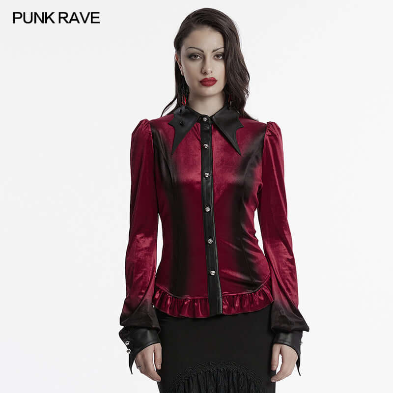 Punk Rave Fawn Gradient Printed Shirt in Red