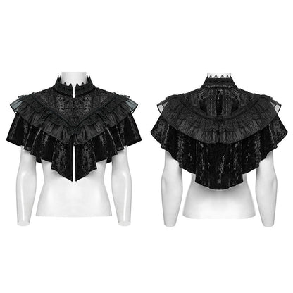 Punk Rave Elysia Velvet Ruffle Goth Shawl In Black