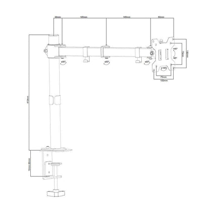 ProperAV Desk Monitor Mount 17" - 34" Swing Arm VESA Max 100x100