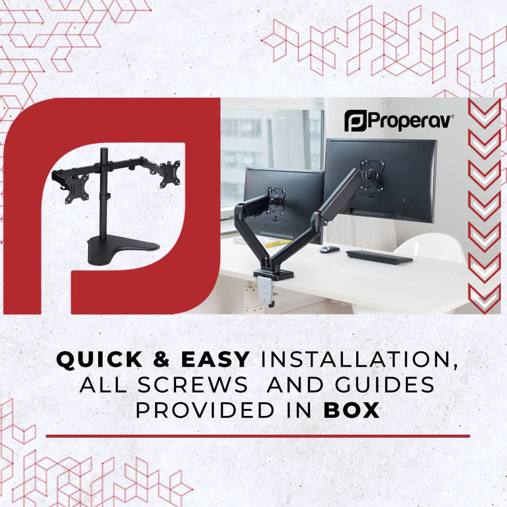 ProperAV Desk Monitor Mount 17" - 32" Dual Swing Arm VESA Max 100x100