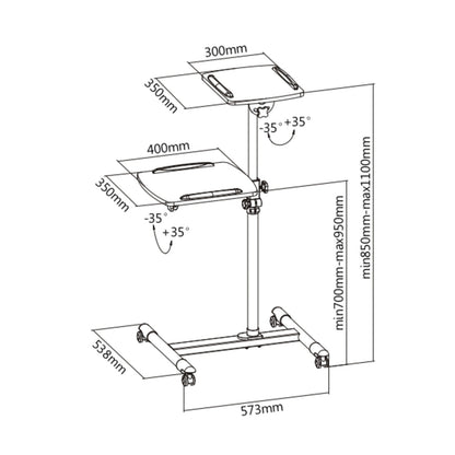 ProperAV Mobile Desk Workstation & Projector Stand - White