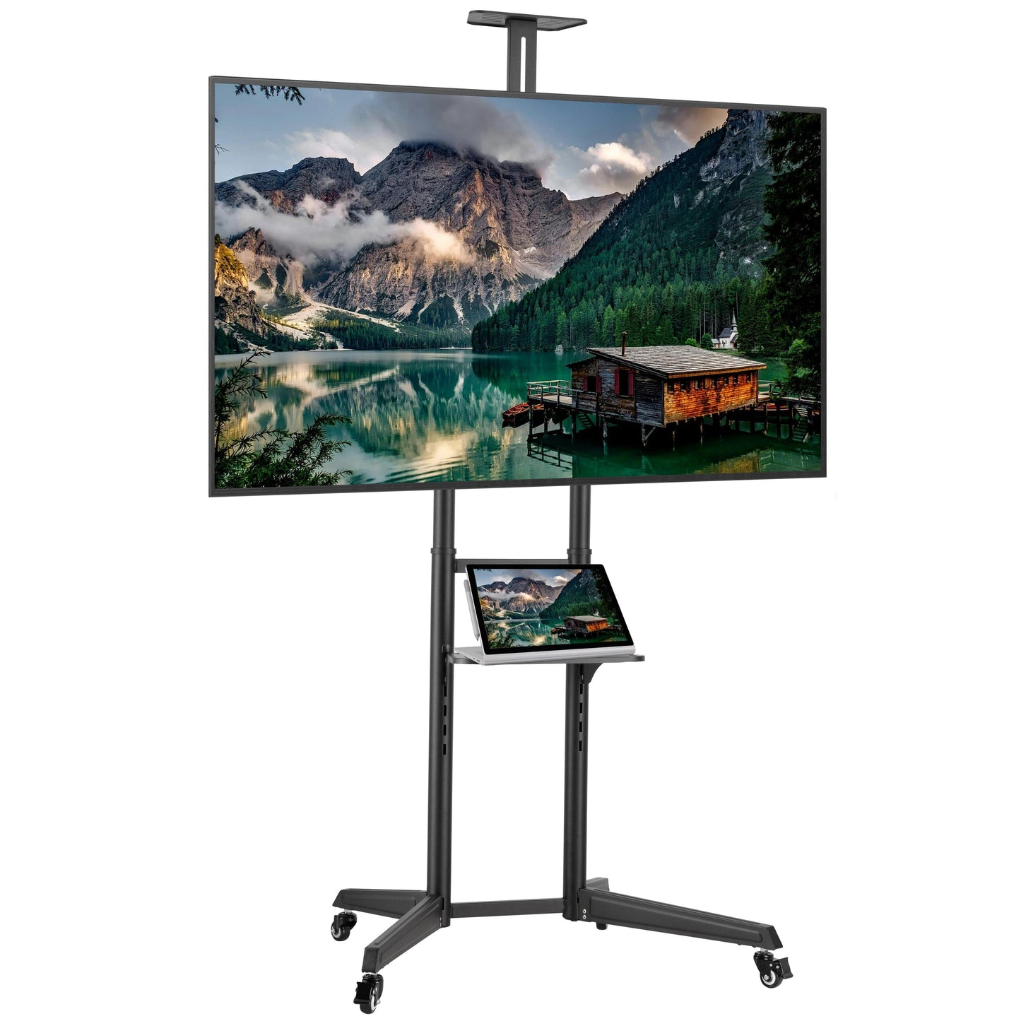 ProperAV Mobile TV Trolley Stand on Wheels for 37" - 70" Screens (50kg Capacity / VESA Max. 400x600)