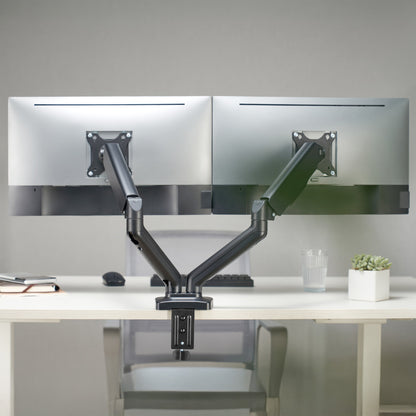 ProperAV Desk Monitor Mount 17" - 32" Dual Articulated Swing Arm VESA Max 100x100