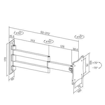 ProperAV TV Wall Bracket (13" - 28" / 15kg Capacity / VESA Max. 100x100)