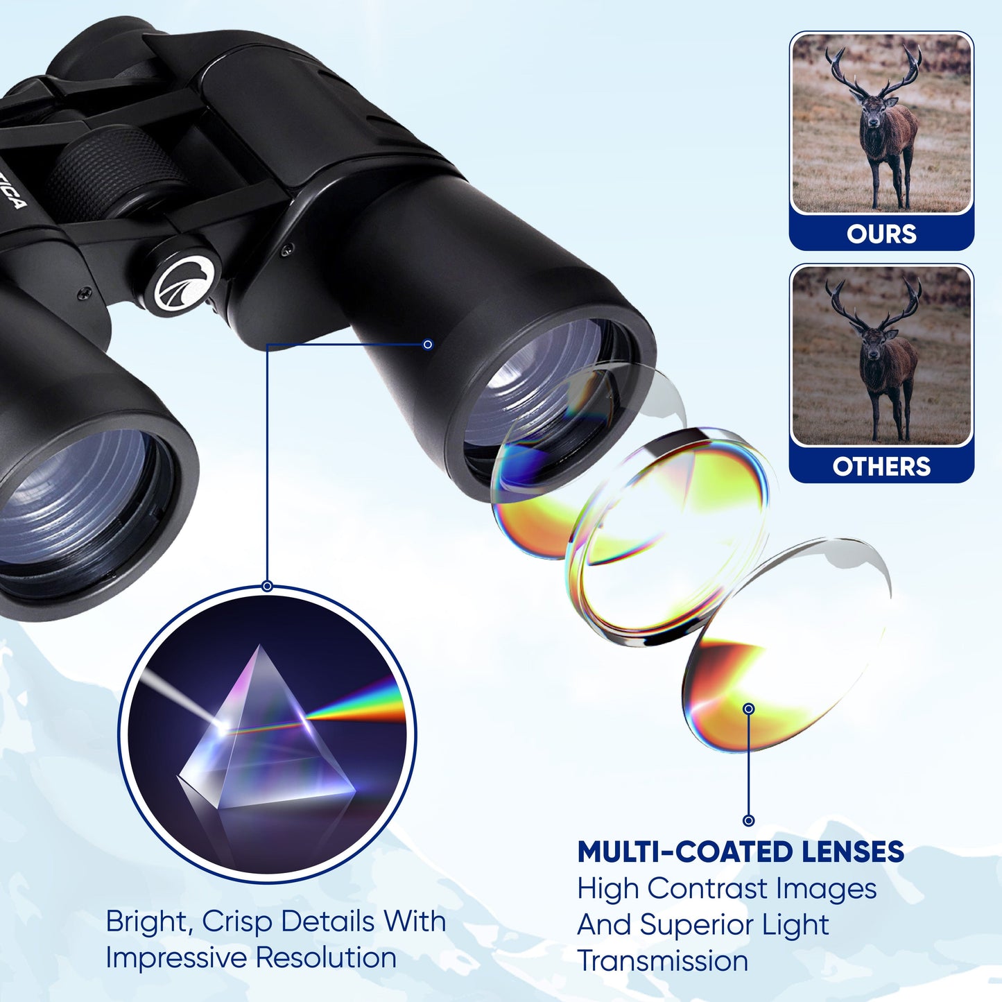 PRAKTICA Falcon 12x50mm Multi Coated Porro Prism Field Binoculars - Black