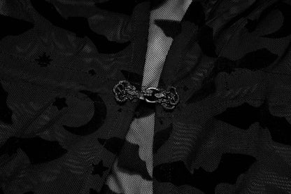 Punk Rave Bat Moon Velvet Flocked Kimono