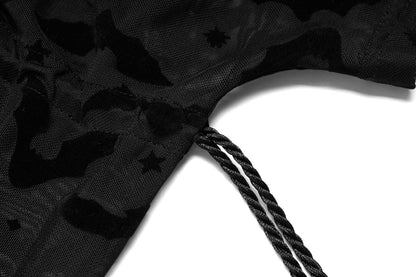 Punk Rave Bat Moon Velvet Flocked Kimono