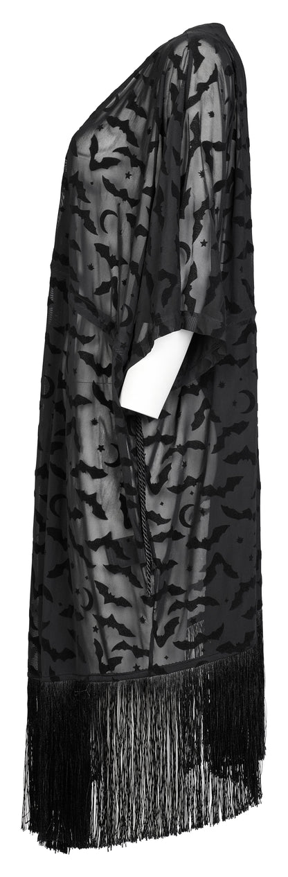 Punk Rave Bat Moon Velvet Flocked Kimono