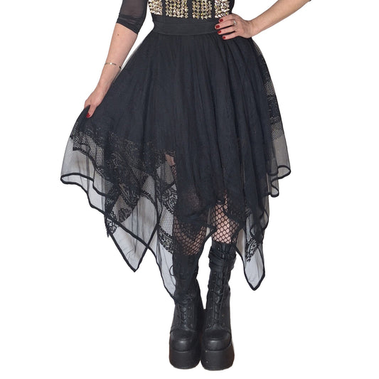 Punk Rave Caitlyn Mesh and Lace Layers Handkerchief Skirt
