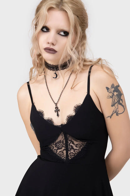 Killstar Sacralgia Lace Insert Black A-Line Dress
