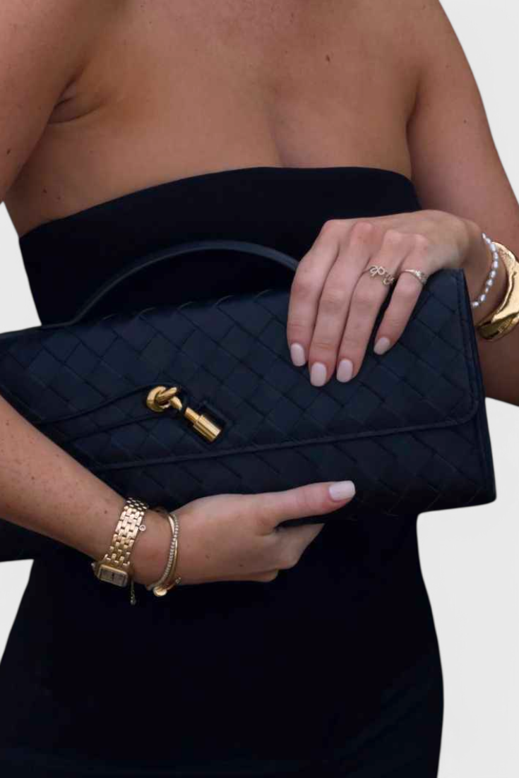 Melanie Clutch with Gold Knot Detail