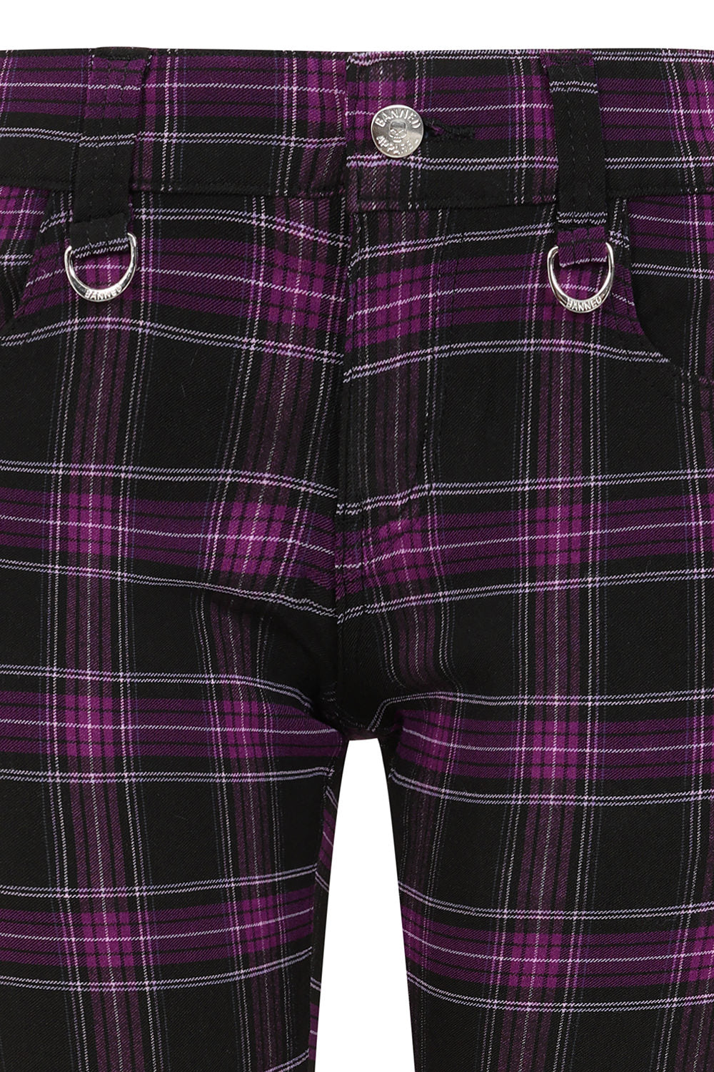 Banned Apparel Forever Yours Low-Rise Skinny Tartan Trousers in Purple