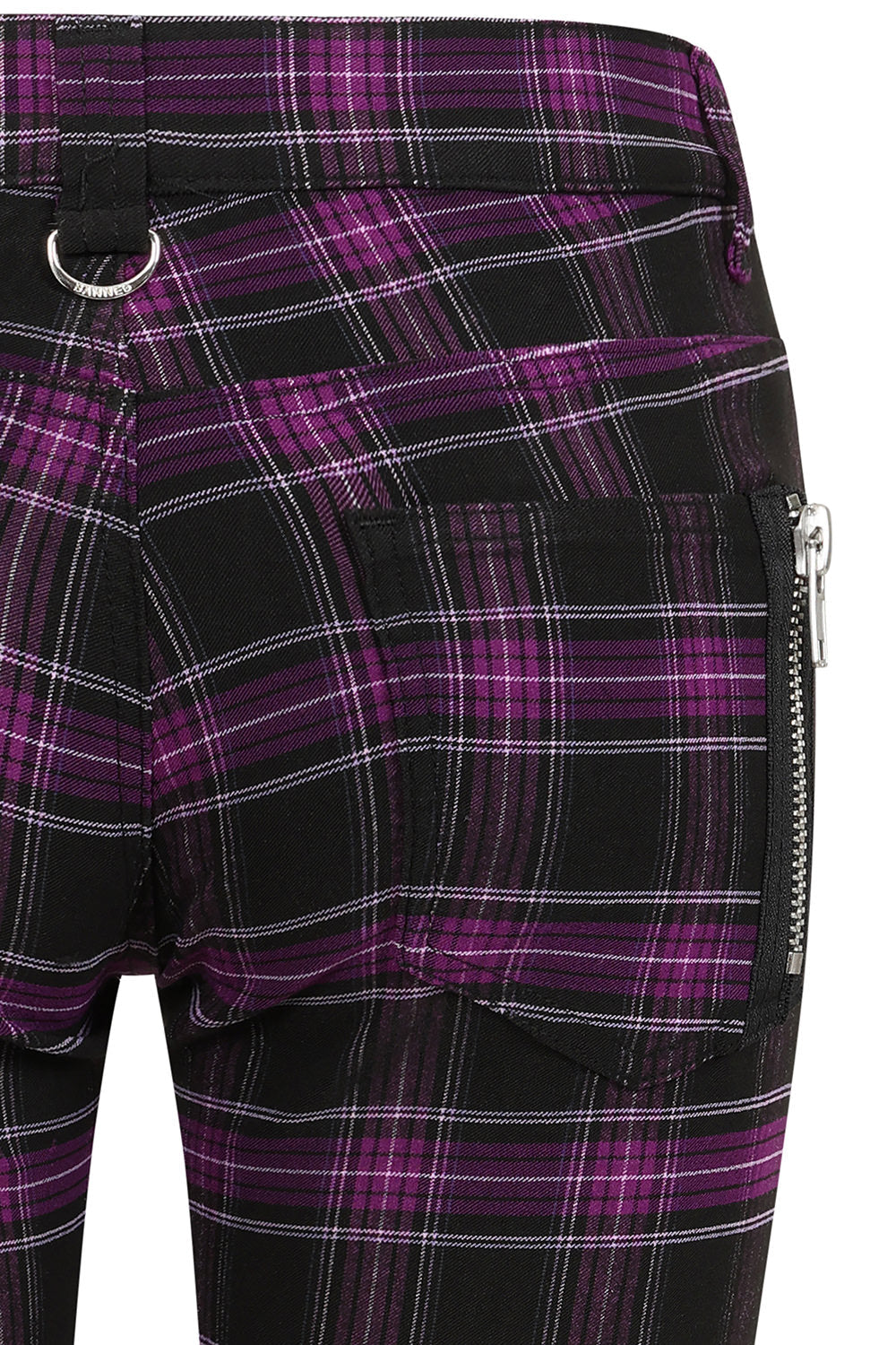 Banned Apparel Forever Yours Low-Rise Skinny Tartan Trousers in Purple