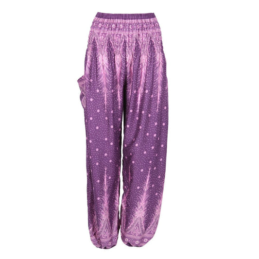 Feather Print Harem Pants