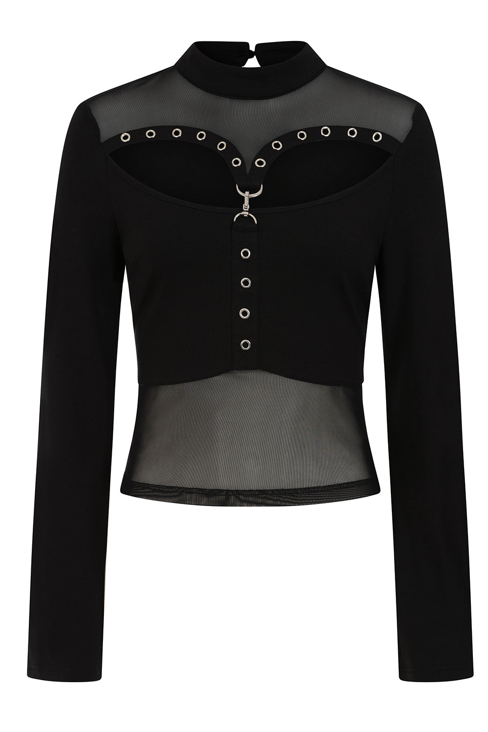 Banned Cordelia Sheer Mesh Panel Goth Top in Black