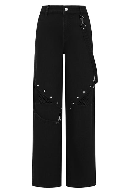 Banned Apparel Cinder Industrial Mesh Panel Wide Leg Trousers