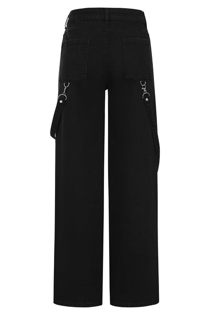 Banned Apparel Cinder Industrial Mesh Panel Wide Leg Trousers