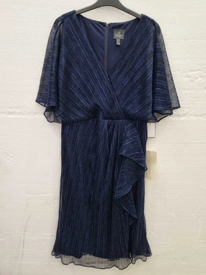 Adrianna Papell Metallic Crinkled Mesh Midi Dress Size: Uk 14