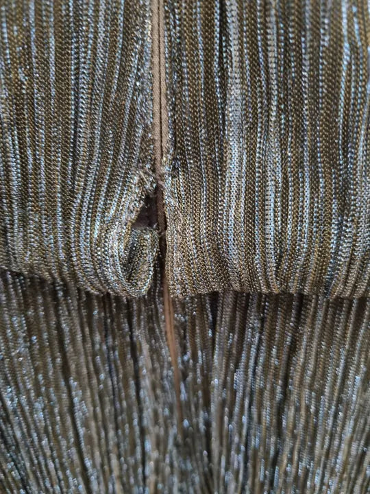 Adrianna Papell Metallic Crinkled Mesh Midi Dress Size: Uk 14